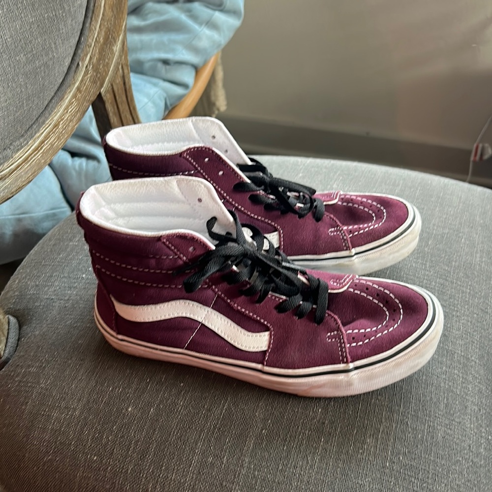 Vans old skool high tops burgundy size 8.5.